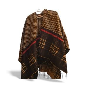 Plaid Printed/Cozy Ruana Cardigan w Tassels/New in Package/One Size Fits Most